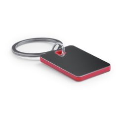 Portachiavi personalizzati rosso, acciaio inossidabile, 2,9 x 4 x 0,4 cm