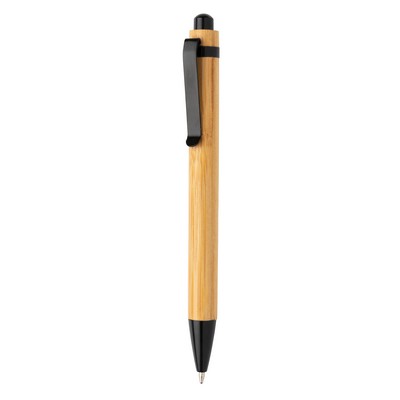 Penna in bambù personalizzata, nero, bambù, INOX, 13,5 x Ø 1,1 cm