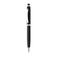 Penne personalizzate, touch pen, luce COB, nero, alluminio, 1,2 x 14,2 cm