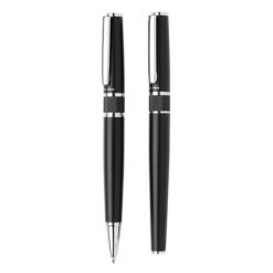 Set da scrittura personalizzato Swiss Peak, nero, acciaio, ottone, 13,7 x Ø 1,1 cm