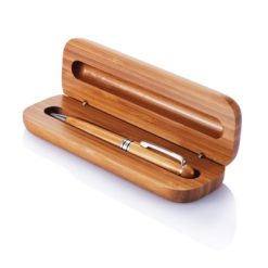 Penna in bambù in una scatola, personalizzate, grigio, grigio, bambù, 17,0 x 5,3 x 2,3 cm.