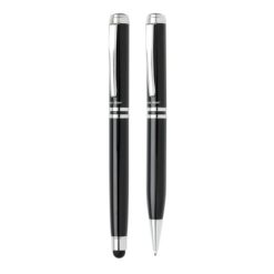 Set da scrittura personalizzato Swiss Peak, penna a sfera, nero, argento, metallo, 14,0 x Ø 1,1 cm