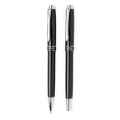 Set da scrittura personalizzato Swiss Peak Heritage, penna a sfera, nero, argento, Brass, Steel,