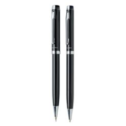 Set da scrittura personalizzato Swiss Peak "lampadina", nero, stal, ABS, 13,8 x Ø 1 cm