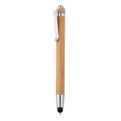 Penna in bambù personalizzata, touch pen, marrone, bambù, 13,8 x Ø 1,1 cm.