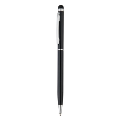 Penne sottili personalizzate, touch pen, nero, alluminio, 13,6 x Ø 0,8 cm.  - Cintapunto® Italia