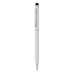 Penne sottili personalizzate, touch pen, grigio, alluminio, 13,6 x Ø 0,8 cm.