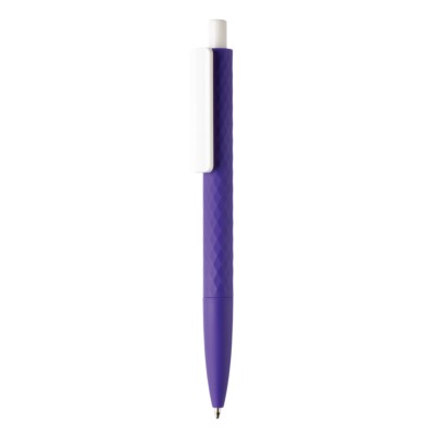 Penne personalizzate X3, viola, bianco, ABS, 14,0 x Ø 1,0 cm.