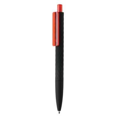 Penne personalizzate nere, delicate al tatto, X3, rosso, nero, ABS, 14,0 x Ø 1,0 cm.