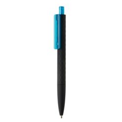 Penne personalizzate nere, delicate al tatto, X3, blu,  nero, ABS, 14,0 x Ø 1,0 cm.