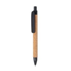 Penne personalizzate ecologico, nero, Sughero. paglia di grano, 14 x Ø 1,1 cm