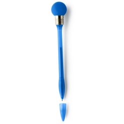 Penne personalizzate "lampadina" con cappuccio, blu scuro, plastica, gomma, metallo, Ø1,7 x 19 cm