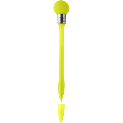 Penne personalizzate "lampadina" con cappuccio, giallo, plastica, gomma, metallo, Ø1,7 x 19 cm