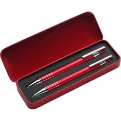 Set scrittura personalizzato, penna e matita, rosso, alluminio, 16 x 5,4 x 1,9 cm