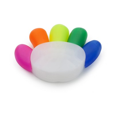 Evidenziatore personalizzato "mano", multicolore, plastica, 7,8 x 9,5 x 1,8 cm