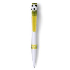 Penne personalizzate "calcio", giallo, plastica, Ø1,8 x 14,2 cm