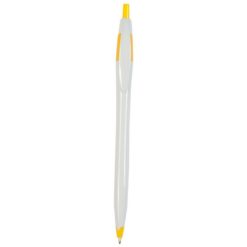 Penne personalizzate, bianco-giallo, plastica ABS, Ø1 x 14,5 cm