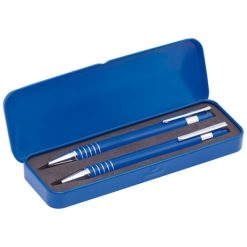 Set scrittura personalizzato, penna e portamine, blu scuro, metallo, Ø1,1 x 13,2 cm