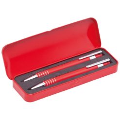 Set scrittura personalizzato, penna e portamine, rosso, metallo, Ø1,1 x 13,2 cm