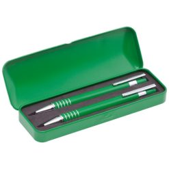 Set scrittura personalizzato, penna e portamine, verde, metallo, Ø1,1 x 13,2 cm