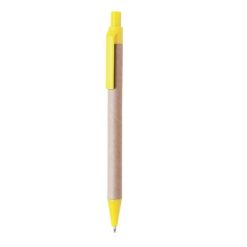 Penne personalizzate, giallo, cartone riciclato, Ø0,9 x 13,7 cm