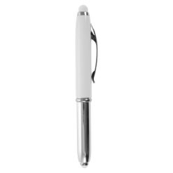 Penne personalizzate, touch pen lampadina, bianco, metallo, plastica, Ø1,1 x 12,5 cm