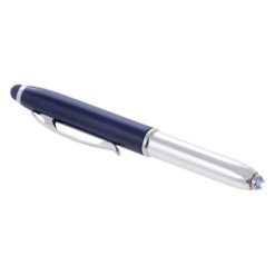 Penne personalizzate, touch pen lampadina, blu scuro, metallo, plastica, Ø1,1 x 12,5 cm