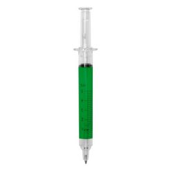 Penne personalizzate "siringa", verde chiaro, plastica, Ø2 x 12,8 cm