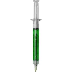 Penne personalizzate "siringa", verde chiaro, plastica, Ø2 x 12,8 cm