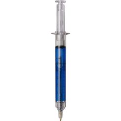 Penne personalizzate "siringa", blu, plastica, Ø2 x 12,8 cm