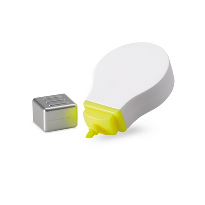 Evidenziatore personalizzato "lampadina", bianco, ABS, 4,4 x 7,5 x 1,6 cm