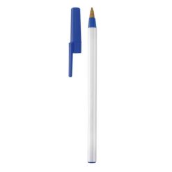 Penne personalizzate, tappo, blu, PP, Ø0,8 x 14,6 cm