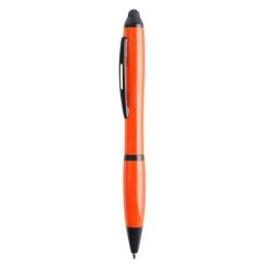Penne personalizzate, touch pen, arancione, ABS, Ø1,3 x 13,5 cm