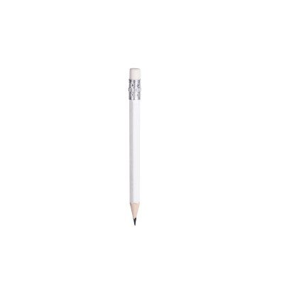 Mini matita personalizzata, con gomma, bianco, legno, Ø0,5 x 9 cm