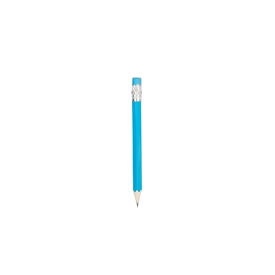 Mini matita personalizzata, con gomma, blu, legno, Ø0,5 x 9 cm