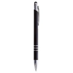 Penne personalizzate, touch pen, nero, alluminio, Ø1 x 14,8 cm