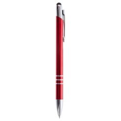 Penne personalizzate, touch pen, rosso, alluminio, Ø1 x 14,8 cm