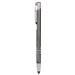 Penne personalizzate, touch pen, versione più sottile V1601, grigio, alluminio, Ø0,8 x 13,8  cm