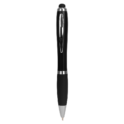 Penne personalizzate, touch pen, nero, plastica, Ø1,2 x 13,8 cm