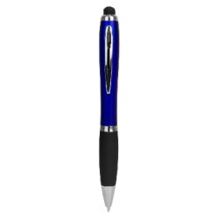 Penne personalizzate, touch pen, blu scuro, plastica, Ø1,2 x 13,8 cm