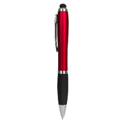 Penne personalizzate, touch pen, borgona, plastica, Ø1,2 x 13,8 cm