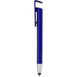 Penne personalizzate, touch pen, supporto per telefono, blu scuro, ABS, Ø1,1 x 14,6 cm