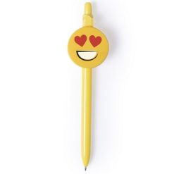 Penne personalizzate "faccia sorridente", giallo, ABS, Ø0,9 x 14 cm