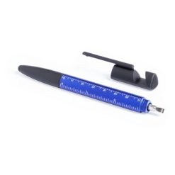 Penne personalizzate multifunzionali, pulisci schermo, righello, supporto per telefono, touch pen, cacciaviti, blu scuro, ABS, 1,6 x 15,5 x 1,2 cm