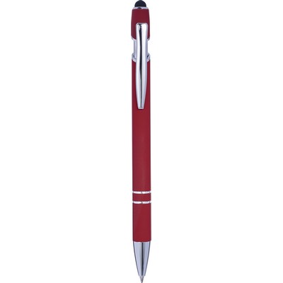 Penne personalizzate, touch pen, rosso, ABS, alluminio, Ø 1,4 x 14,4 cm