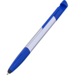 Penne personalizzate multifunzionali 6 in 1, touch pen, supporto per telefono, cancelletto, righello, cacciavite, blu, ABS, Ø 1,5 x 15,5 cm