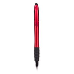 Penne personalizzate, touch pen, rosso, plastica, gomma, 14,5 x 1,2 x 1,7 cm