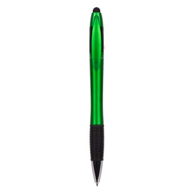Penne personalizzate, touch pen, verde, plastica, gomma, 14,5 x 1,2 x 1,7 cm