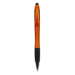 Penne personalizzate, touch pen, arancione, plastica, gomma, 14,5 x 1,2 x 1,7 cm