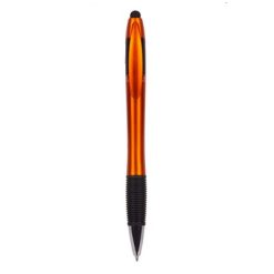 Penne personalizzate, touch pen, arancione, plastica, gomma, 14,5 x 1,2 x 1,7 cm